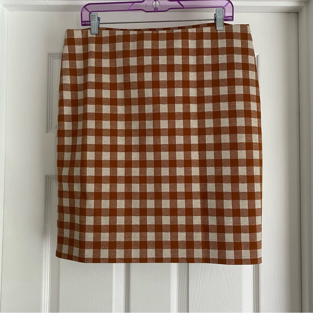Ann Taylor Brown and White Knee-Length Pencil Skirt